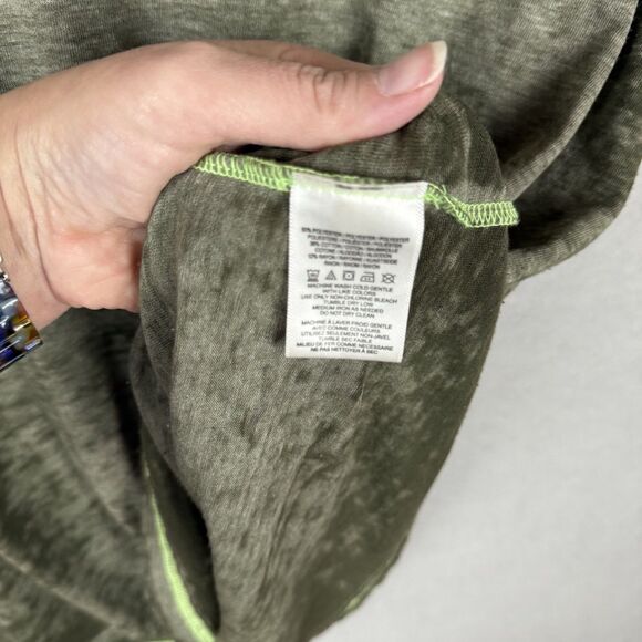 Free People FP BEACH Free Fallin' Burnout Tee Top Army Green XS but Oversized - Picture 3 of 6